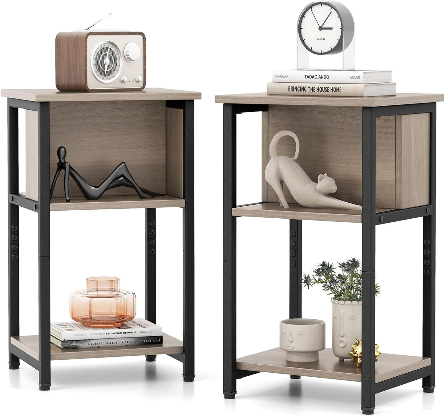 3-Tier Nightstand with Storage Shelf for Small Spaces