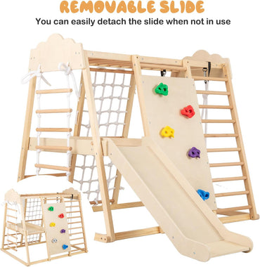8-in-1 Indoor Jungle Gym for Kids Wooden Montessori Climbing Toys