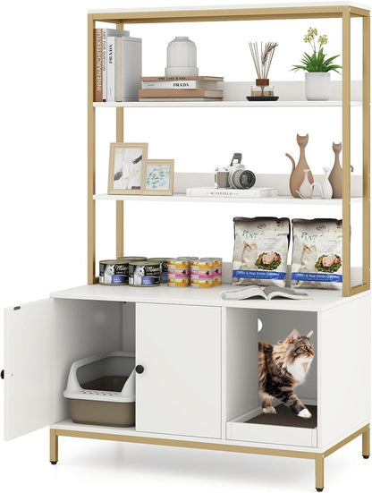 Hidden Cats Washroom Furniture with 3-tier Storage Shelves