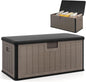380L Waterproof Resin Deck Box Bench with Lockable Lid & Side Handles