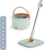 Flat Floor Mop and Bucket System with Washable Microfiber Pads