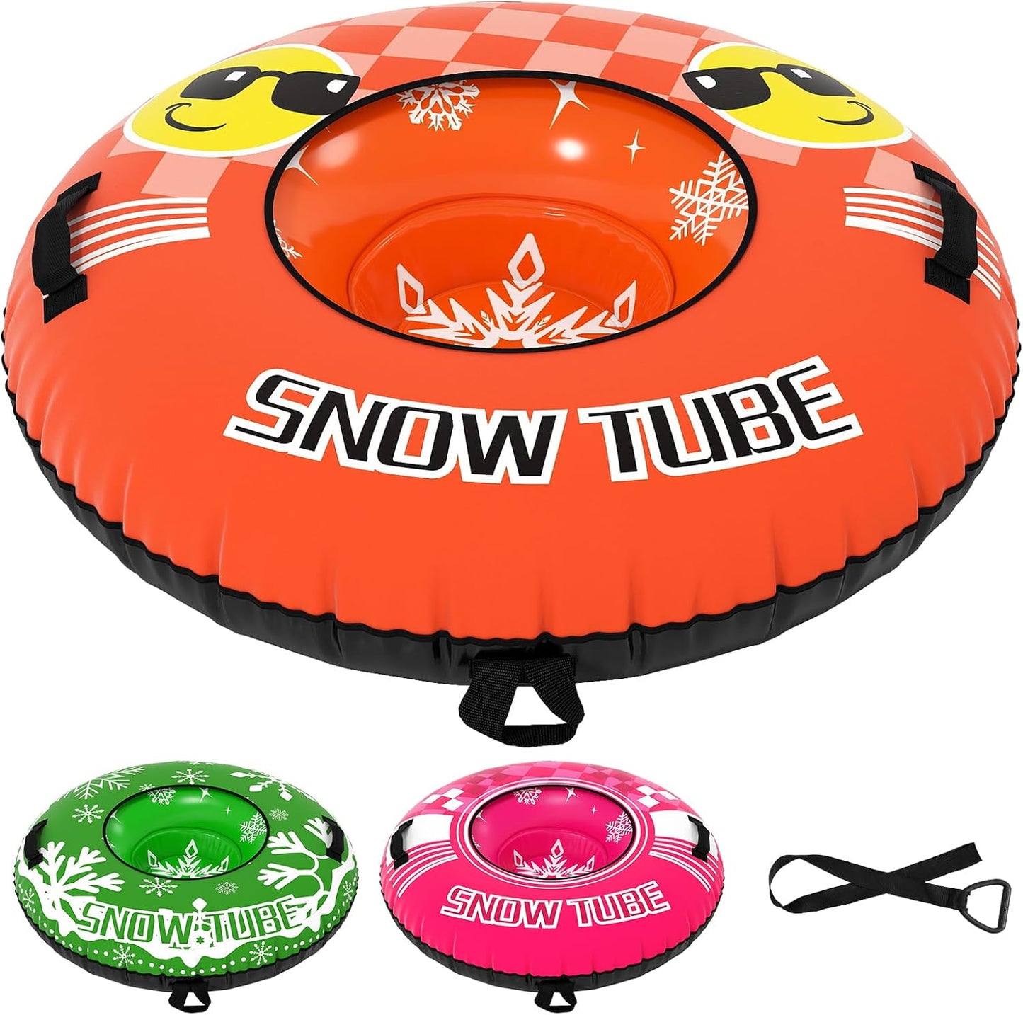 Inflatable Snow Tube, Heavy-Duty Sled Ski Tube with Handles