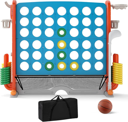 Jumbo 4-in-a Row Game Set with Basketball Hoop and 42 Rings