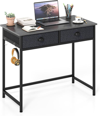 Space Saving Computer Desk with 2 Fabric Drawers