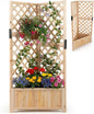 Wooden Planter with Trellis, Corner Raised Garden Bed with Drainage Holes