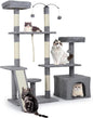 Cat Tree, 136cm Tall Multi-Layer Cats Tower with 2 Padded Perches