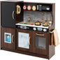 Kids Play Kitchen, Wooden Children Pretend Kitchen with Ice Maker