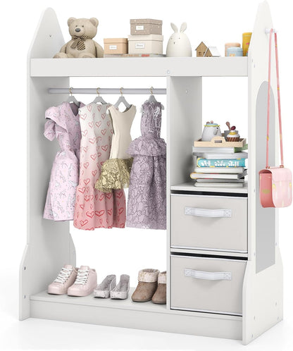 Kids Dress up Storage, Children Wardrobe with Mirror