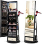 360° Swivel Lockable Jewelry Armoire Cabinet with Full-Length Mirror