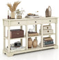 146cm Long Slim Entryway Sofa Table with 3 Drawers & Open Storage Shelves