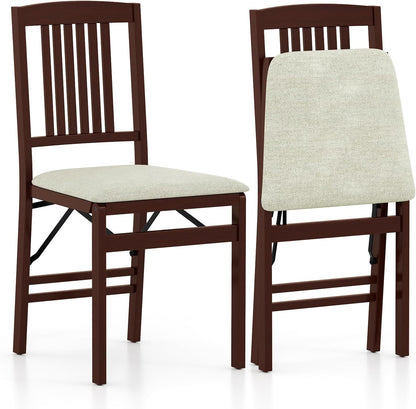 Folding Dining Chairs Set of 2 Upholstered Kitchen Chairs with Padded Seat