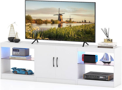 TV Stand Cabinet for TVs up to 85 Inches, 3 Pieces Modular Console TV Unit with LED Lights