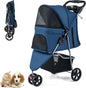 Pet Stroller with Adjustable Canopy and 3 Shock-absorbing Wheels