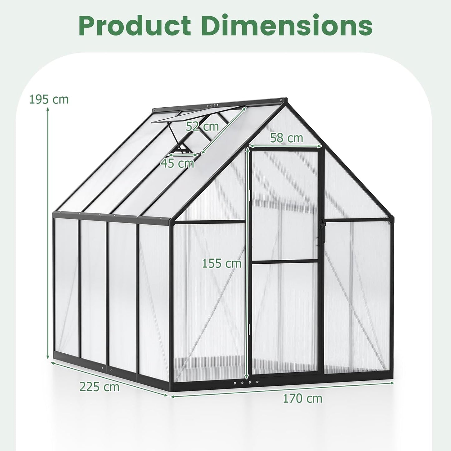 Polycarbonate Greenhouse Large Walk-in Aluminum Sunroom