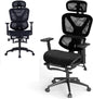 Mesh Office Chair, Ergonomic High Back Swivel Computer Desk Chair with Lumbar Support and Retractable Footrest