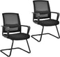 Meeting Office Chairs, Mid-Back Mesh Reception Chair with Adjustable Lumbar Support and Sled Base