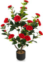 95cm Artificial Camellia Tree with Flowers and Rain-Flower Pebbles