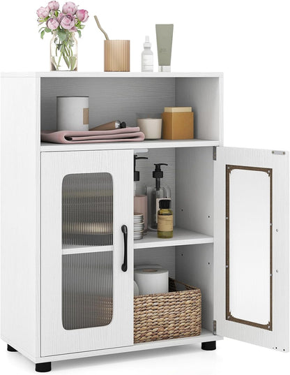 Bathroom Cabinet Freestanding Cabinet with 2 Doors and 3-Level Adjustable Shelf