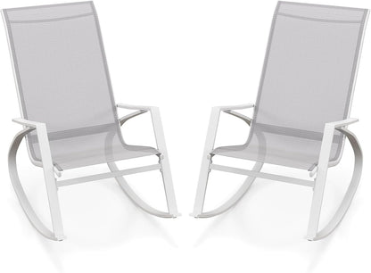2 Pieces Outdoor Rocking Armchairs Relax Porch Rocker with Non-Slip Rubber Mats