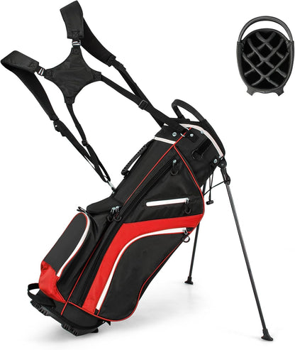 Golf Stand Bag wIth 14 Way Top Dividers 6 Pockets Cooler Bag Dual Strap and Rain Hood