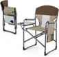 Folding Directors Chair, Oversized Camping Chairs with Side Table and Cup Holder