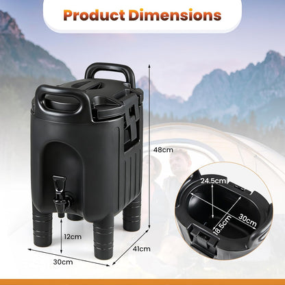 7.6L/10L Insulated Beverage Dispenser, Hot & Cold Drinks Server Container with Handles