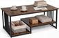 Faux Marble Coffee Table with Open Storage Shelf