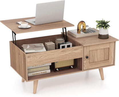 Wooden Lift Up Top Coffee Table with Hidden Storage Compartment