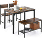 Dining Table and 2 Chairs with Bench, 4 Piece Metal Frame Kitchen Table and Chairs Set