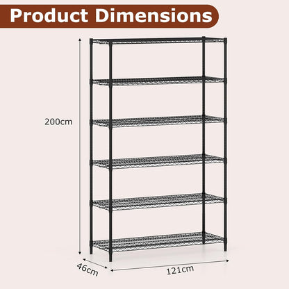 3/4/5/6-Tier Metal Shelving Unit, Adjustable Wire Storage Shelves with V-shaped Shelving Rack