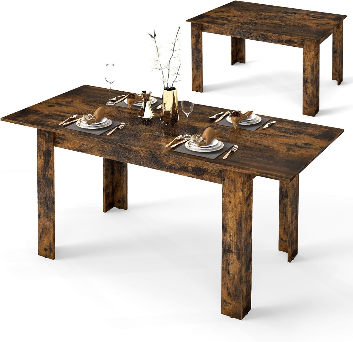 Extendable Dining Table with Adjustable Tabletop