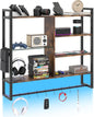 107 CM Industrial Floating Shelves 6-Tier Wall Mounted Shelf with 8 S-Hooks
