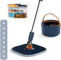 Flat Floor Mop and Bucket System with Washable Microfiber Pads