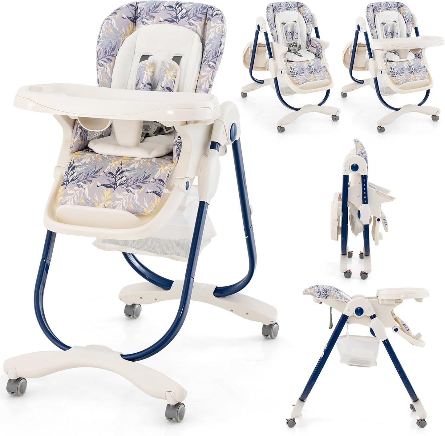 Adjustable & Folding Baby Highchair with Lockable Wheels