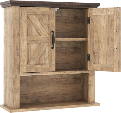Farmhouse Wall Mounted Bathroom Cabinet with Adjustable Shelf