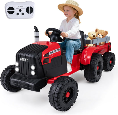 24V Ride On Tractor with Detachable Trailer for Kids