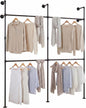 Telescopic Clothes Rail, 2-Tier Walk-in Closet System Open Wardrobe Organiser with 2/4 Hanging Rails