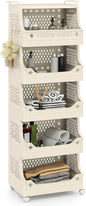 3/4/5/6 Tier Rolling Laundry Basket with Wheels and Handles for Laundry Room