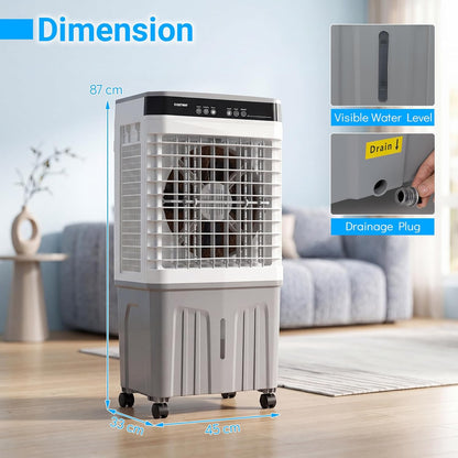 3-in-1 Evaporative Air Cooler with 15L Water Tank and 3 Speeds
