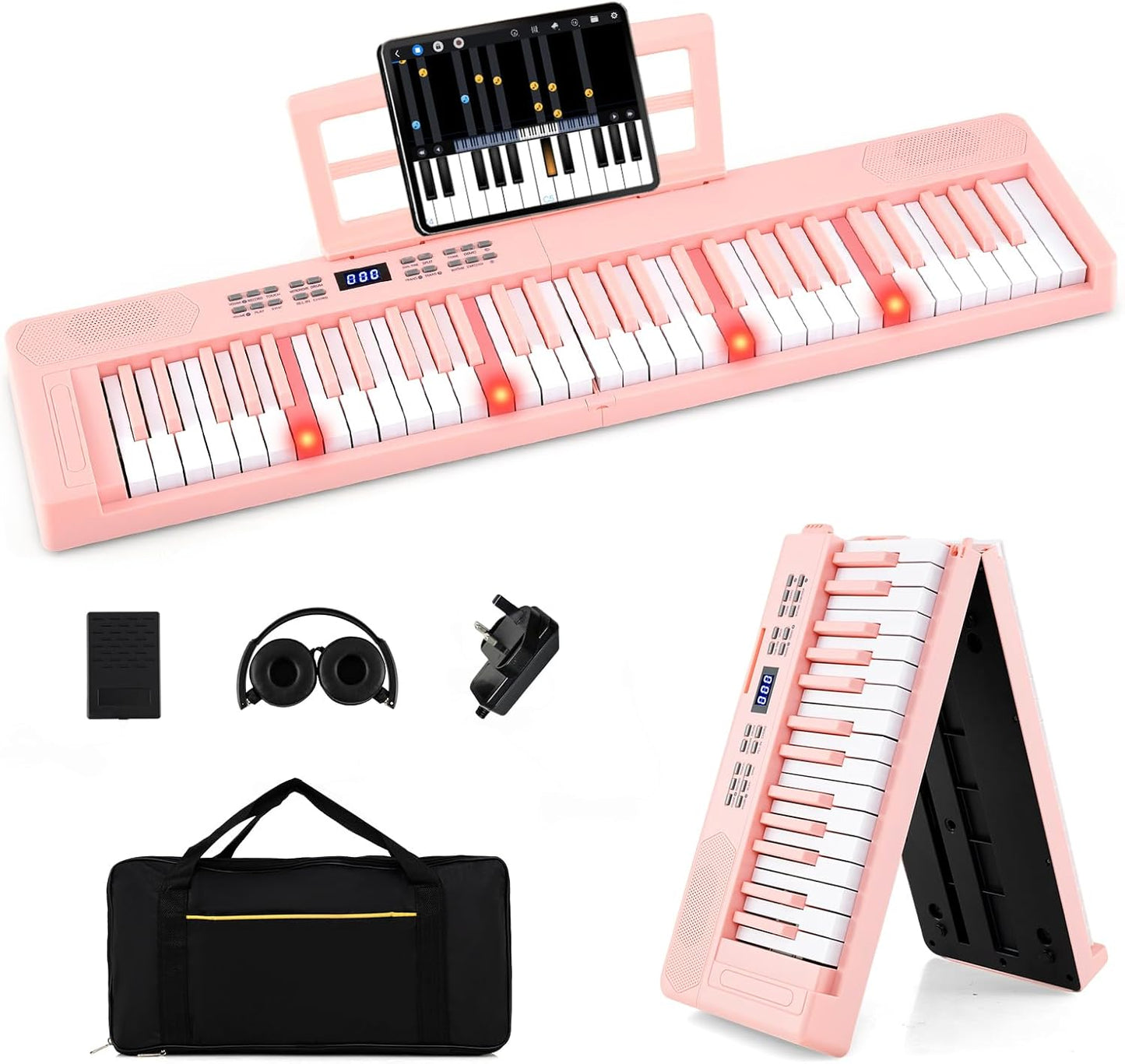 61 Key Folding Digital Piano Keyboard, Portable Full Size Electric Piano