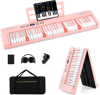 61 Key Folding Digital Piano Keyboard, Portable Full Size Electric Piano