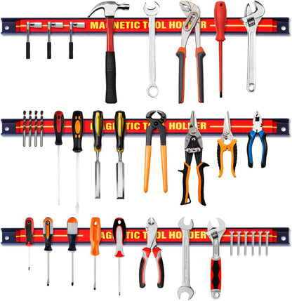 GiantexUK Set of 3/6 Magnetic Tool Holders, Heavy Duty Metal Wall Holder Strip