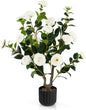 95cm Artificial Camellia Tree with Flowers and Rain-Flower Pebbles