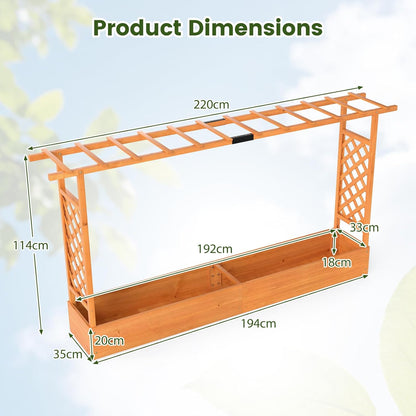 Garden Planter with Trellis, Hanging Roof and Drainage Holes