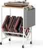 Record Player Stand, Rolling Turntable Stand End Sofa Side Table with Vinyl Shelf