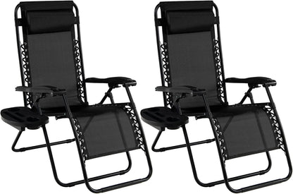 Folding Zero Gravity Chair Patio Sun Lounger with Removable Pillow