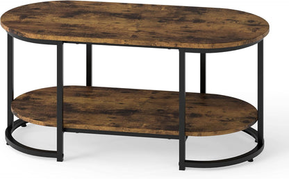 Marble Coffee Table with Open Storage Shelf