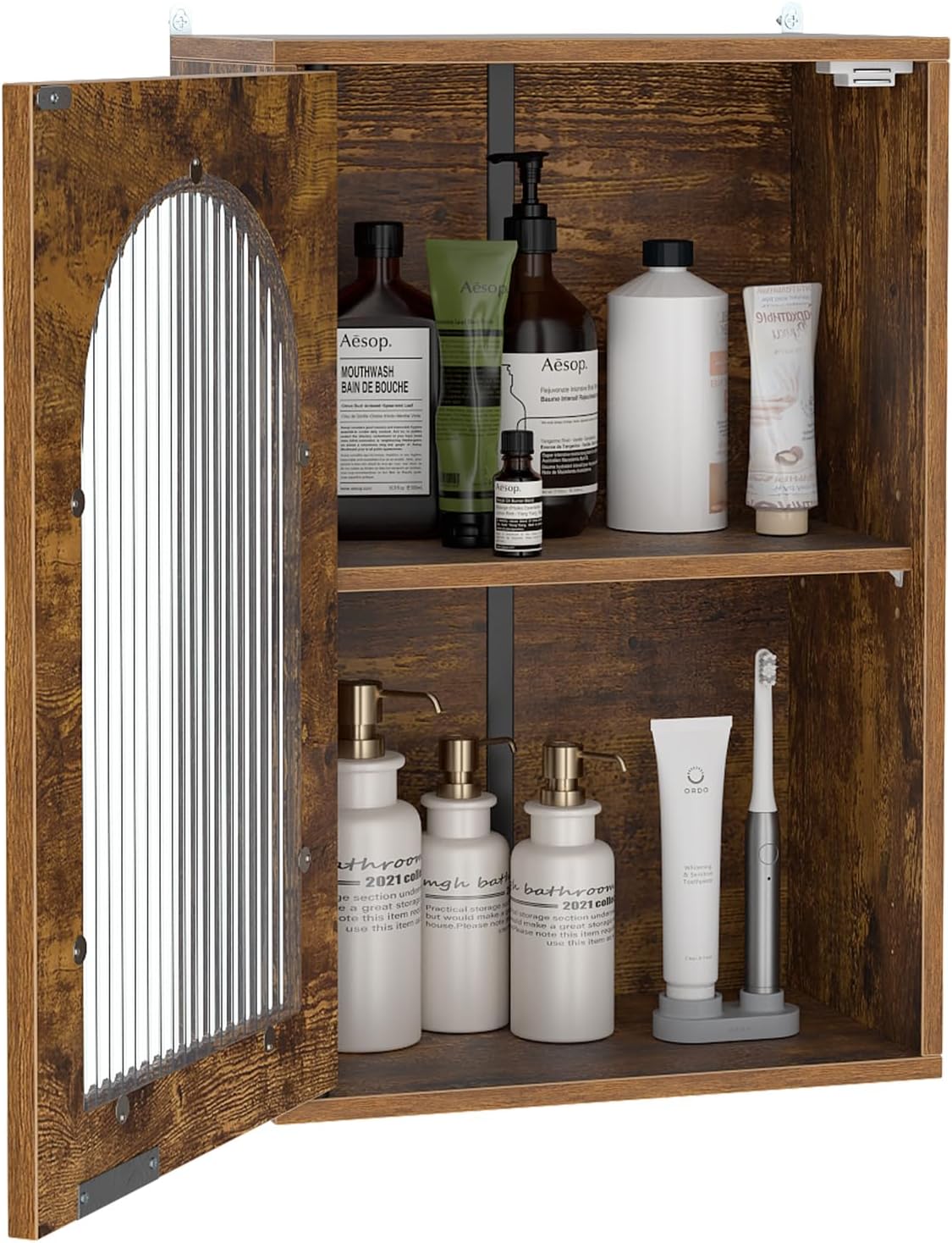 Bathroom Wall Cabinet, Wall-Mounted Wooden Storage Cupboard