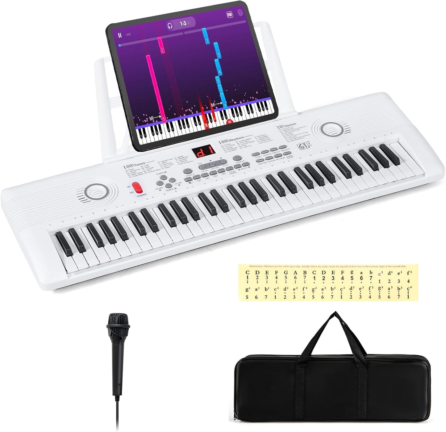 61 Key Keyboard Piano with Microphone for Beginners Kids Adults