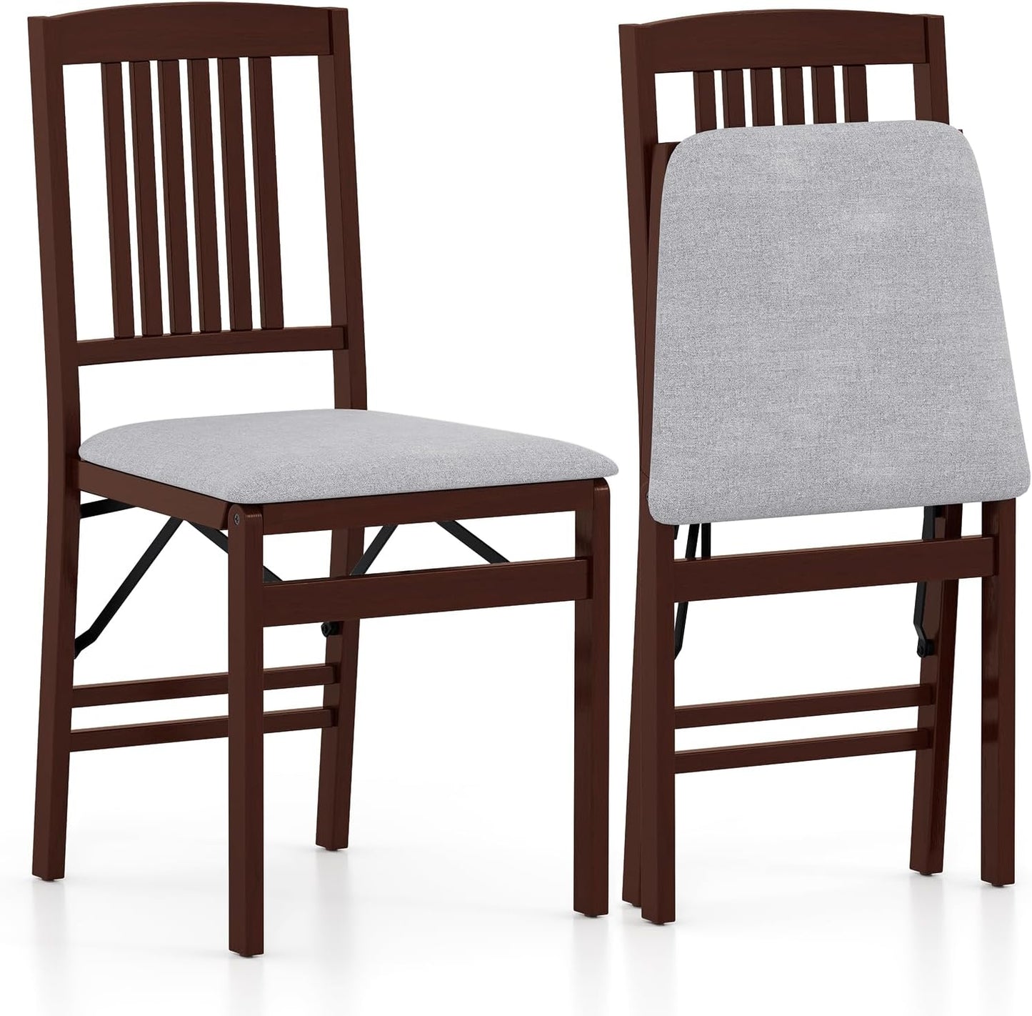 Folding Dining Chairs Set of 2 Upholstered Kitchen Chairs with Padded Seat
